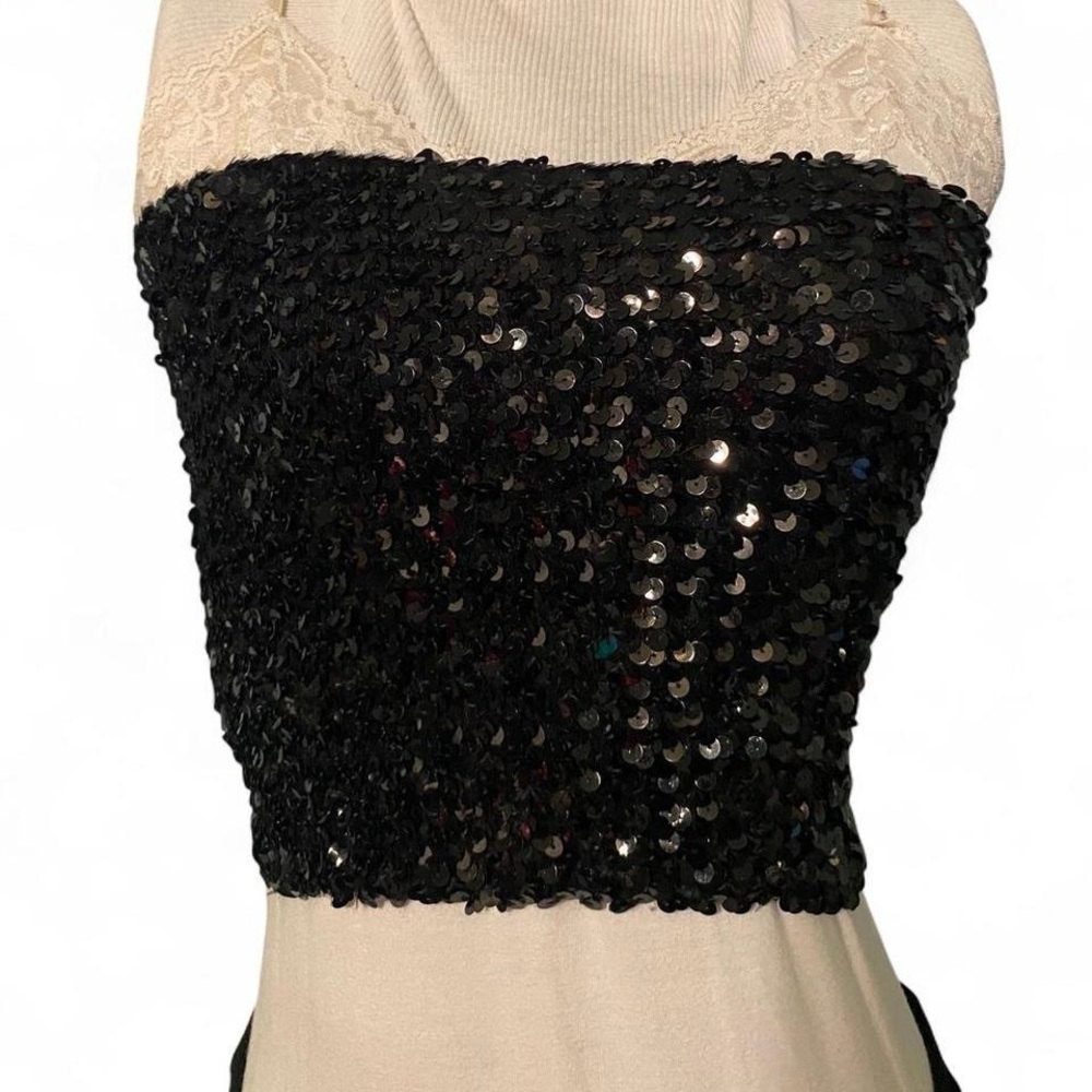 Vintage Joseph Magnin Black Sequin Tube Top